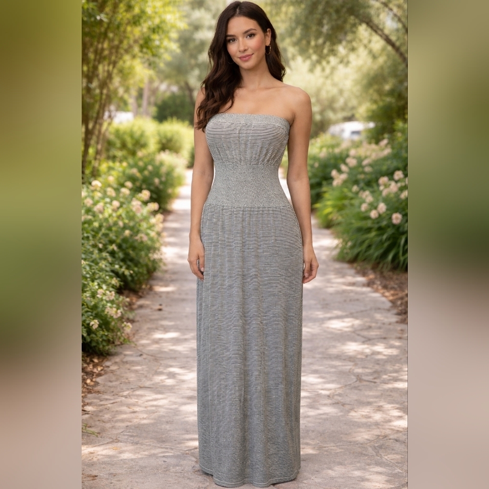 Lark + Grey Strapless Striped Maxi sz S/M #989